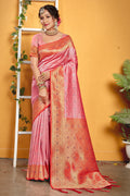 Watermelon Pink Banarasi Saree