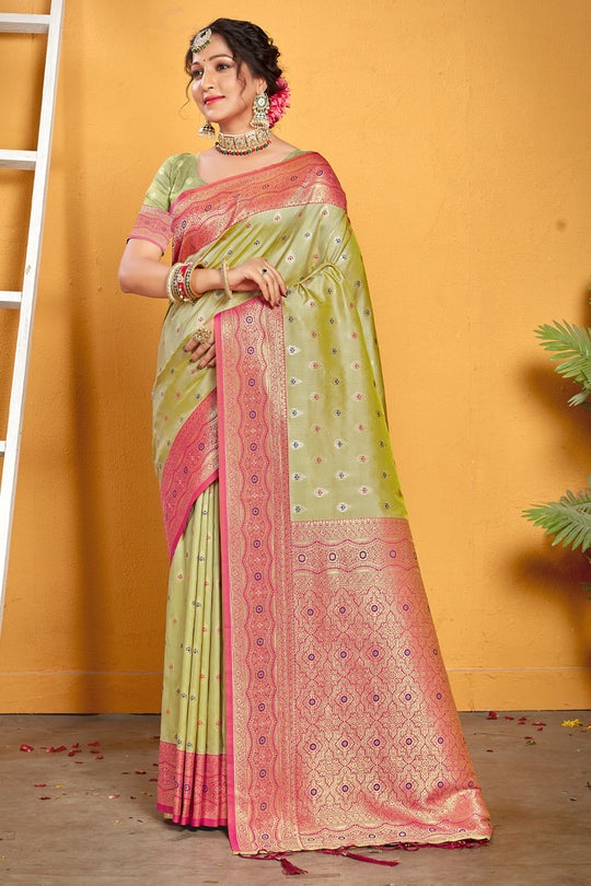 Sage Green Banarasi Saree