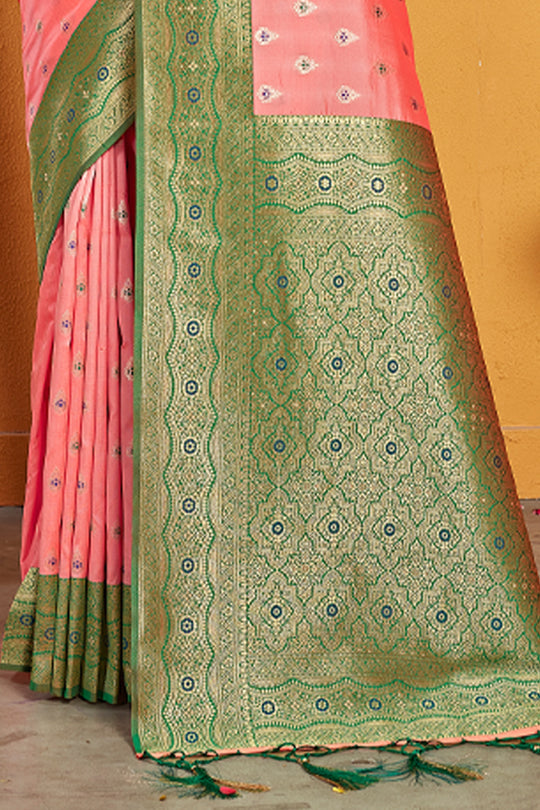 Thulian Pink Banarasi Saree