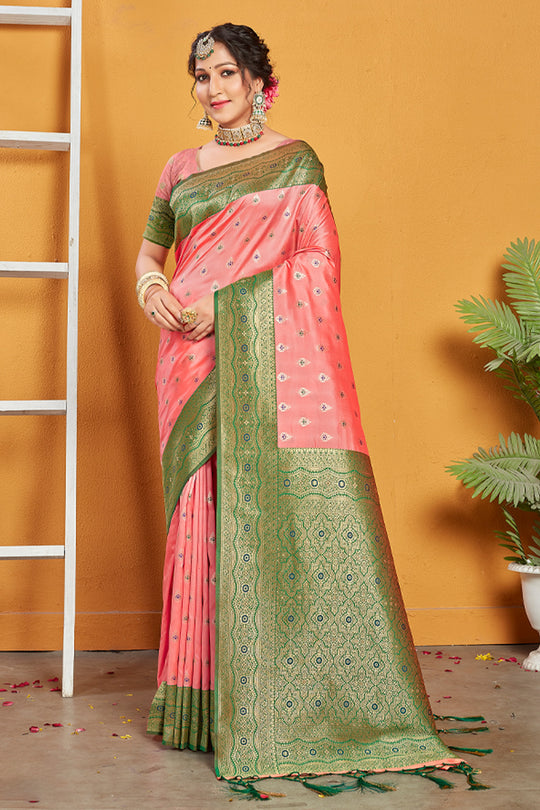 Thulian Pink Banarasi Saree
