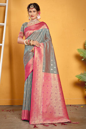Coin Grey Banarasi Saree