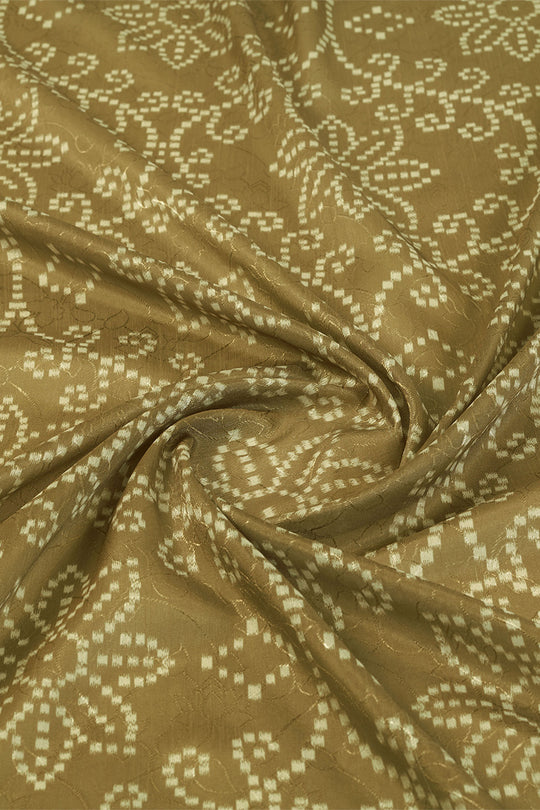 Beige Dola Silk Bandhani Printed Zari Saree