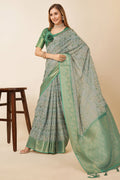 Green Dola Silk Ethnic Motifs Zari Saree