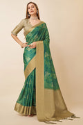 Green Dola Silk Green Ethnic Motifs Printed Zari Saree