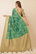 Green Dola Silk Green Ethnic Motifs Printed Zari Saree