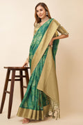 Green Dola Silk Green Ethnic Motifs Printed Zari Saree