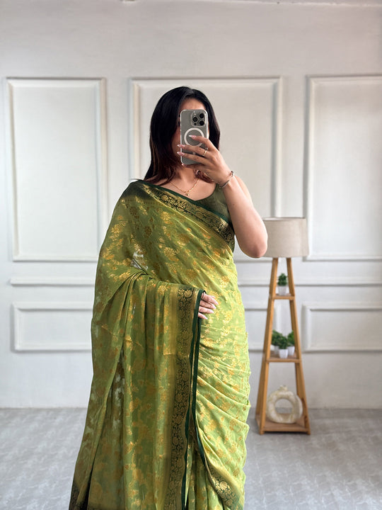 Georgette Banarasi Silk Saree With Blouse Piece