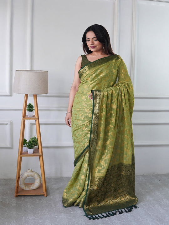 Georgette Banarasi Silk Saree With Blouse Piece