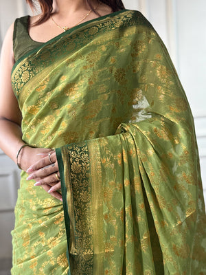 Georgette Banarasi Silk Saree With Blouse Piece