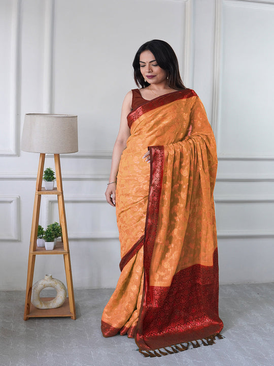 Georgette Banarasi Silk Ready to Wear Saree With Blouse Piece