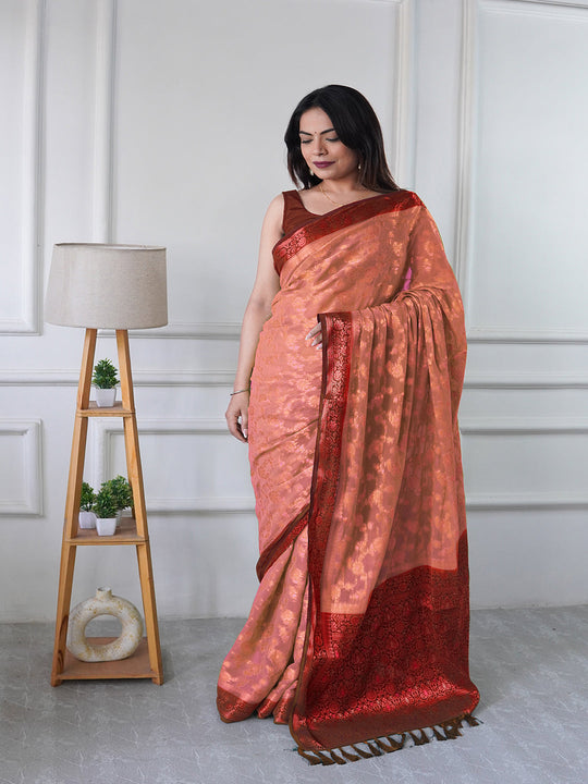 Georgette Banarasi Silk Ready to Wear Saree With Blouse Piece