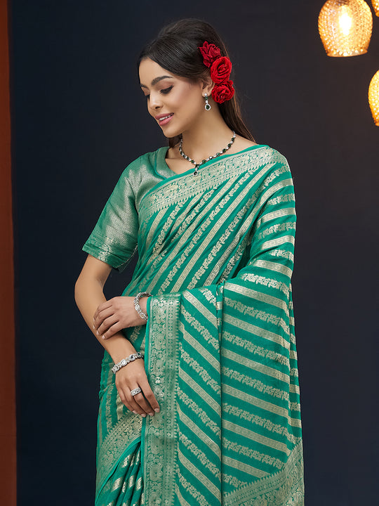Georgette Banarasi Silk Saree With Blouse Piece