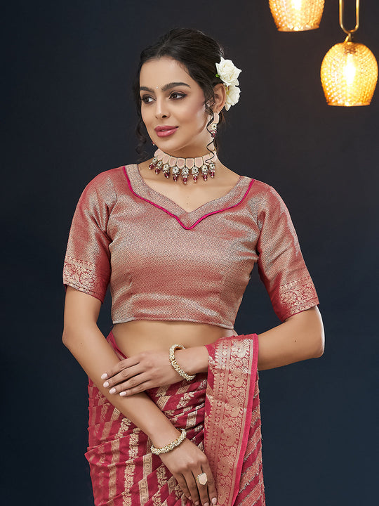 Georgette Banarasi Silk Saree With Blouse Piece