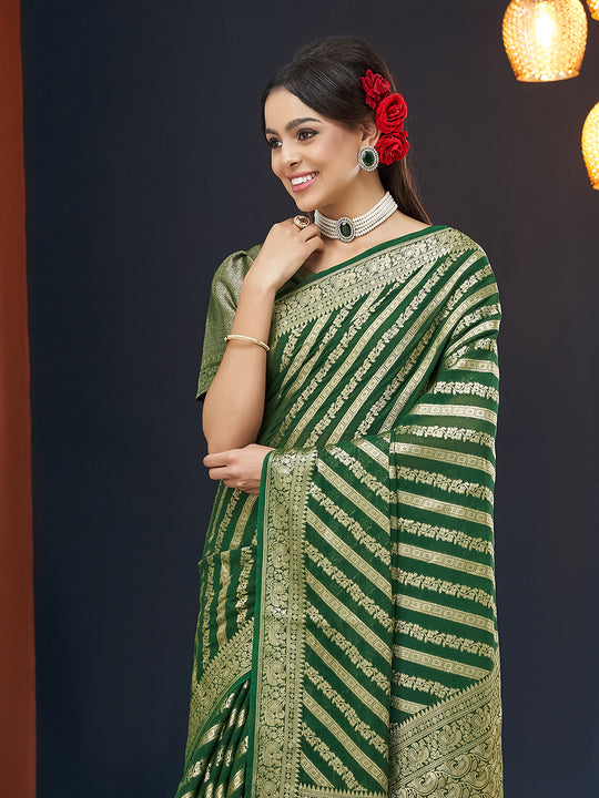 Georgette Banarasi Silk Saree With Blouse Piece