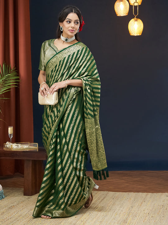Georgette Banarasi Silk Saree With Blouse Piece