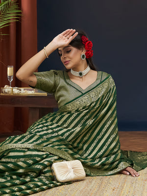 Georgette Banarasi Silk Saree With Blouse Piece