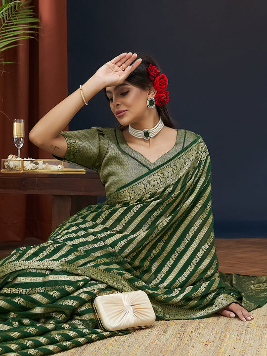 Georgette Banarasi Silk Saree With Blouse Piece