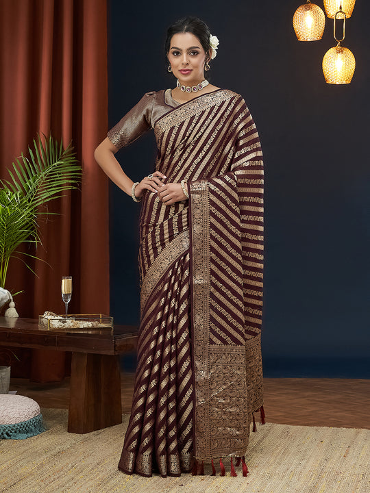 Georgette Banarasi Silk Saree With Blouse Piece