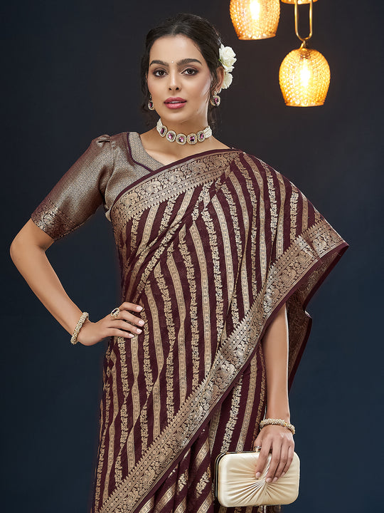 Georgette Banarasi Silk Saree With Blouse Piece