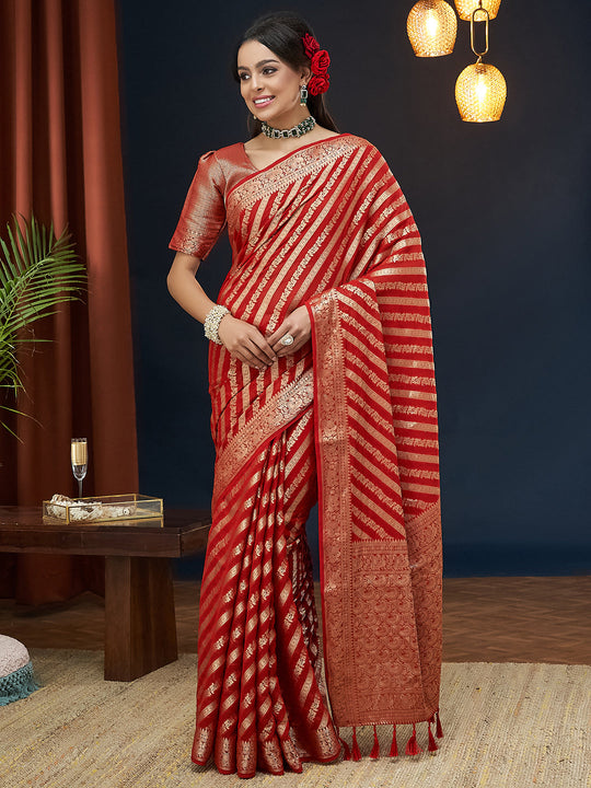 Georgette Banarasi Silk Saree With Blouse Piece