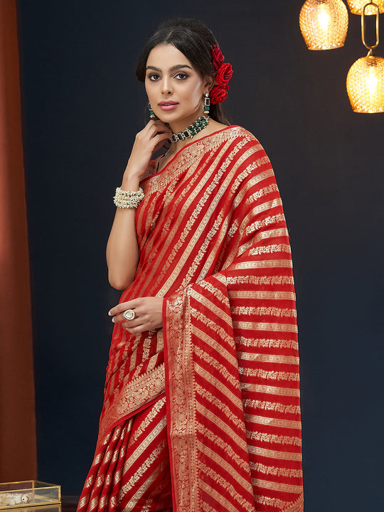 Georgette Banarasi Silk Saree With Blouse Piece