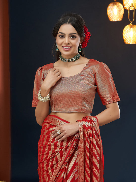 Georgette Banarasi Silk Saree With Blouse Piece