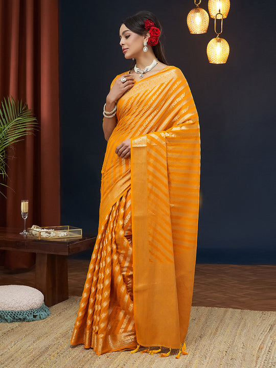Georgette Banarasi Silk Saree With Blouse Piece