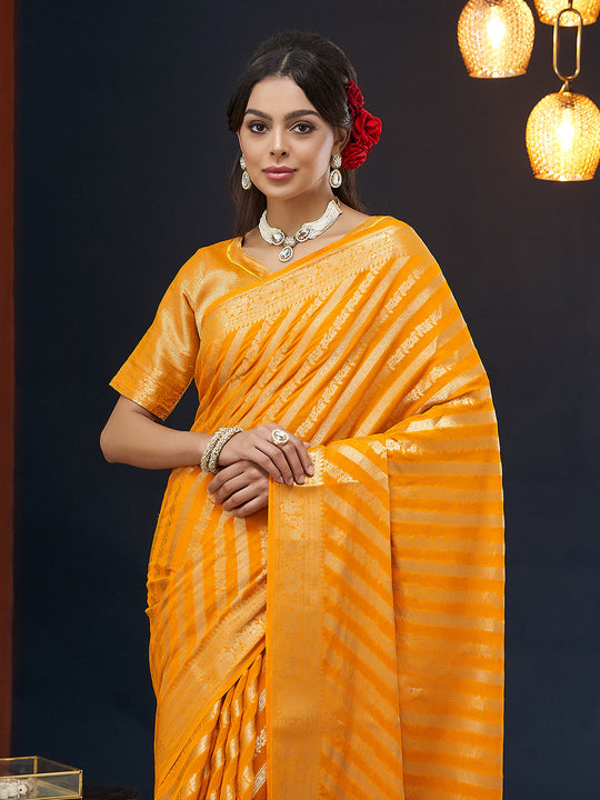 Georgette Banarasi Silk Saree With Blouse Piece