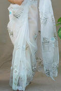 Light Grey Organza Saree
