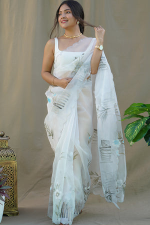 Light Grey Organza Saree