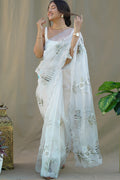 Light Grey Organza Saree