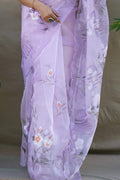 Pastel Lavender Organza Saree