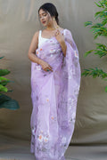 Pastel Lavender Organza Saree