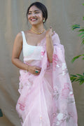 Baby Pink Organza Saree