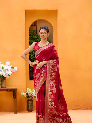 Dola Silk Banarasi Silk Saree With Blouse Piece