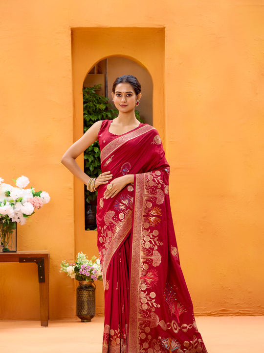 Dola Silk Banarasi Silk Saree With Blouse Piece