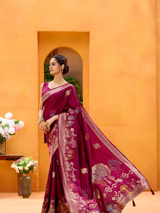 Dola Silk Banarasi Silk Saree With Blouse Piece