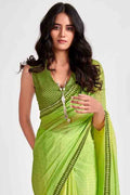 Lemon Green Georgette Saree