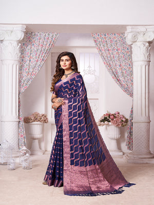 Chinon Banarasi Silk Saree With Blouse Piece