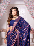 Chinon Banarasi Silk Saree With Blouse Piece