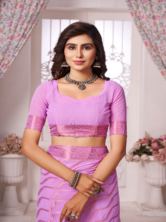 Chinon Banarasi Silk Saree With Blouse Piece