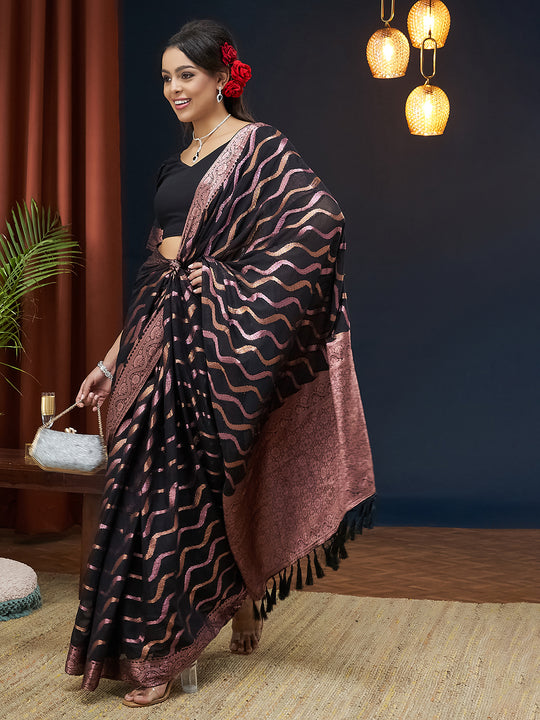 Chinon Banarasi Silk Saree With Blouse Piece