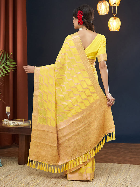 Chinon Banarasi Silk Saree With Blouse Piece