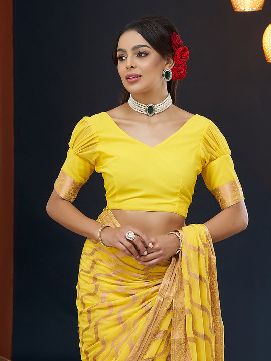 Chinon Banarasi Silk Saree With Blouse Piece