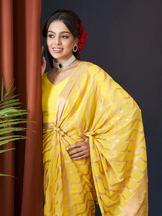 Chinon Banarasi Silk Saree With Blouse Piece