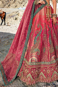 Red Banarasi Silk Jacquard Lehenga