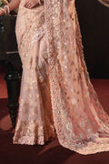 Karagiri Peach Digital Net Saree With Blouse Piece
