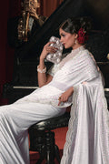 Karagiri White Silk Blend Saree With Blouse Piece