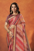 Karagiri Mauve Crepe Silk Saree With Blouse Piece