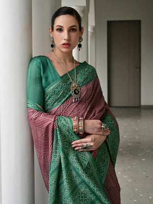 Green Soft Tussar Silk Saree With Blouse Piece